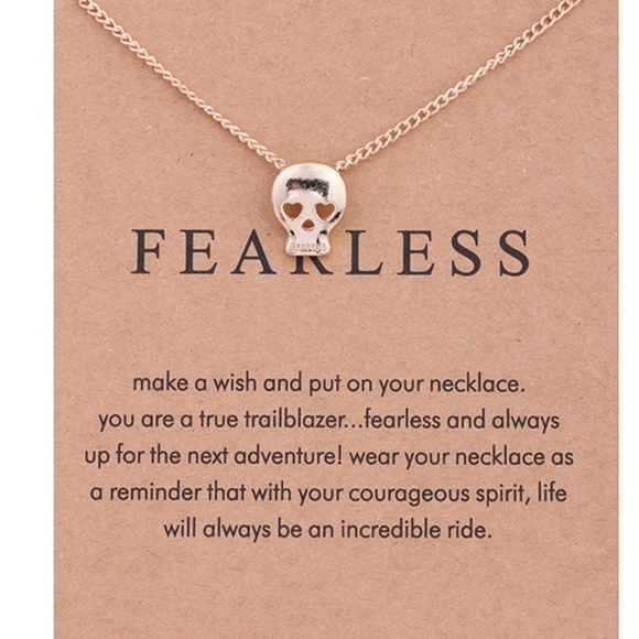 Jewelry - Inspirational Skull Necklace Fearless BMSM Sale!